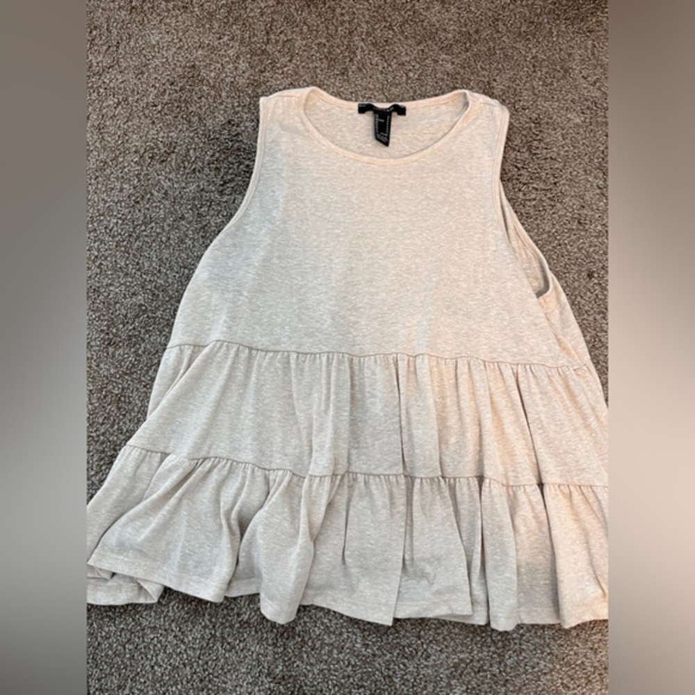 Forever‎ 21 Cream Tiered Relaxed Tank Top